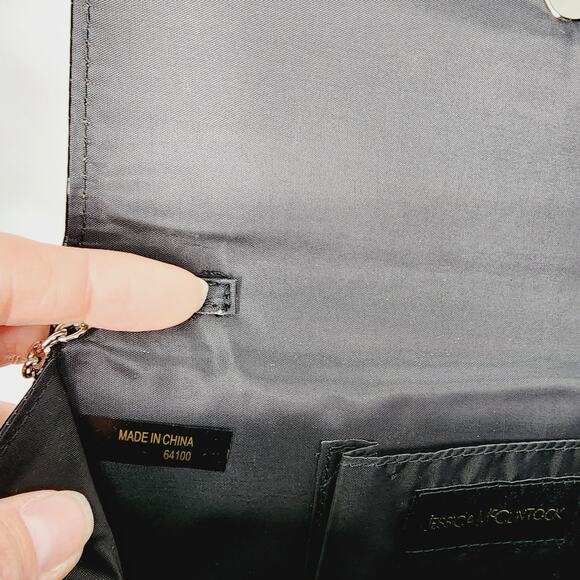 Jessica McClintock Black Small Flap Over Chain Strap  Purse/Clutch - Picture 13 of 13